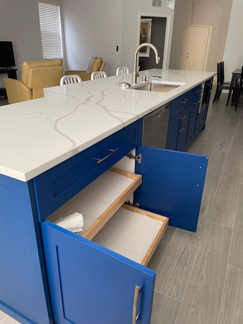 kitchen and bathroom remodel blue island with pullout storage and quartz countertop in naples fl