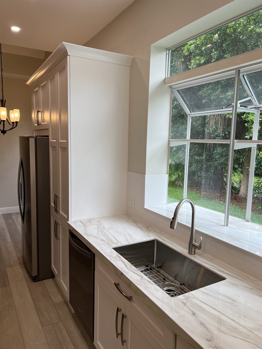 undermount sink at garden window with marble countertop kitchen remodel - optimized