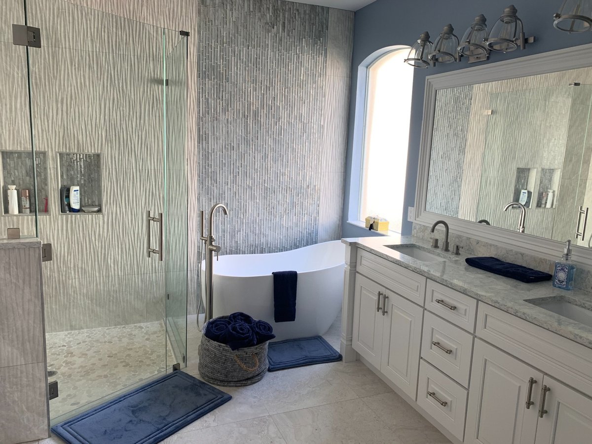 double vanity freestanding tub and glass shower in naples fl bathroom and kitchen remodel