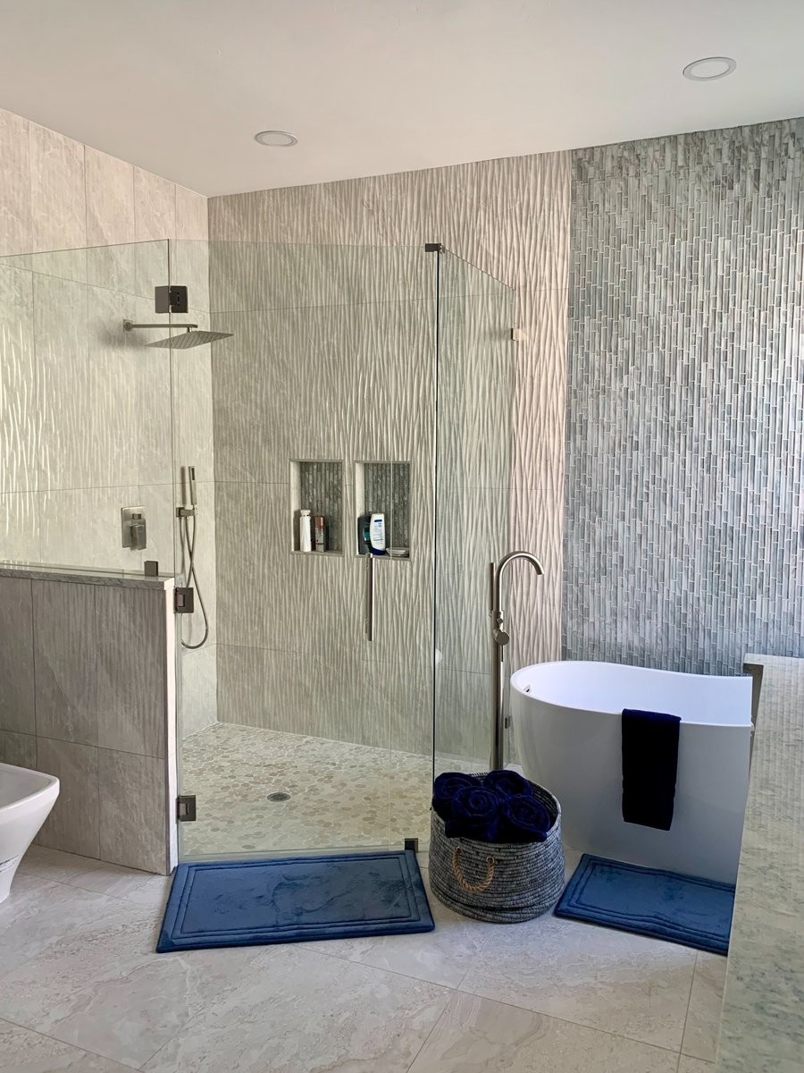 walk in glass shower and freestanding tub in naples fl bathroom and kitchen remodel
