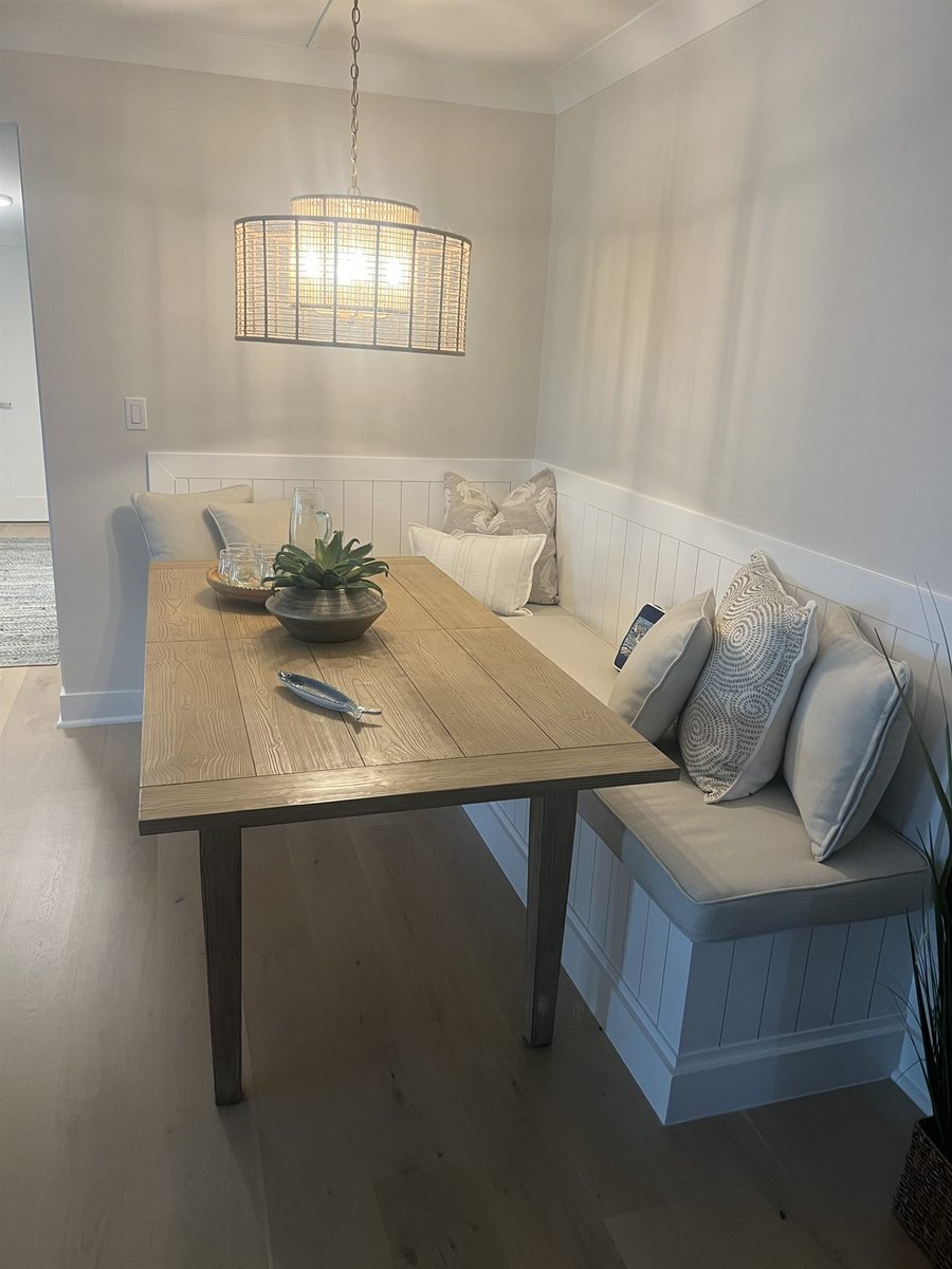built-in bench banquette with pendant light breakfast nook dining room renovation